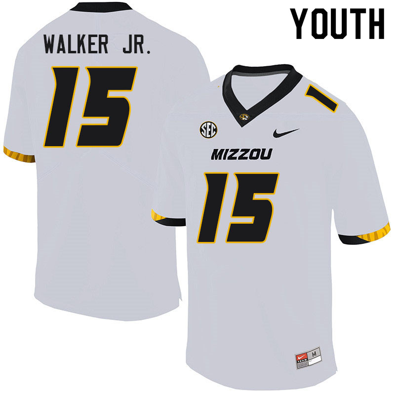 Youth #15 Johnny Walker Jr. Missouri Tigers College Football Jerseys Sale-White - Click Image to Close